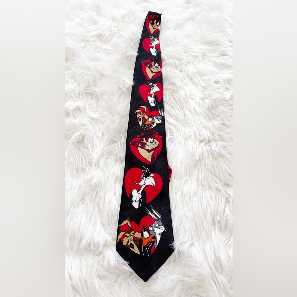 Warner Bros. Black Tie with Red Heart Design